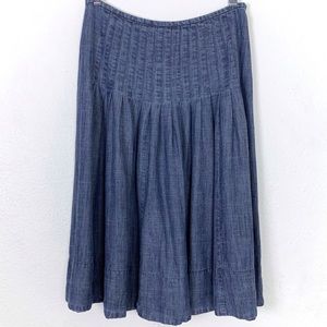 J. Jill | Pleated Chambray Denim Midi Skirt